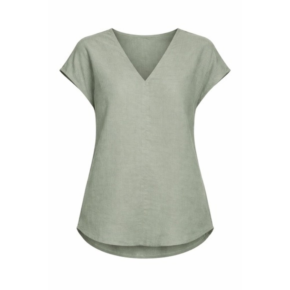 DKNY‎ 100% Linen Sage Green Linen Blend V-Neck Dolman Sleeve Top Boho Beachy